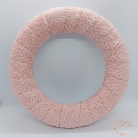 Szőrmés koszorú alap - rózsaszín - 25 cm