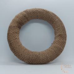 Kötött szőrmés koszorú alap - barna - 25 cm