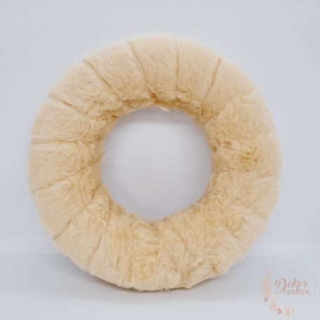 Szőrmés koszorú alap - krém - 20 cm