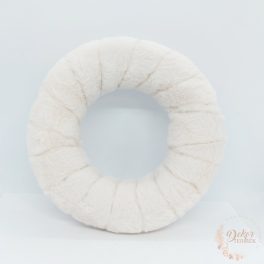 Szőrmés koszorú alap - tört fehér - 20 cm