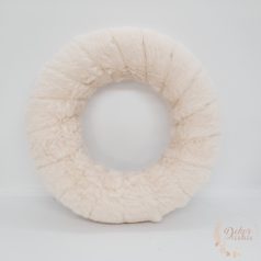 Szőrmés koszorú alap - ekrü - 20 cm