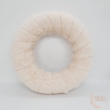 Szőrmés koszorú alap - ekrü - 20 cm