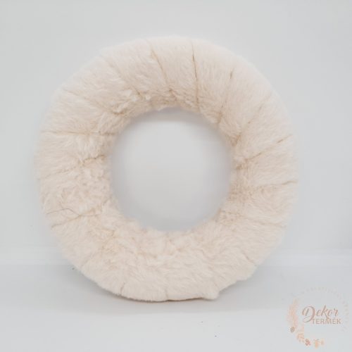 Szőrmés koszorú alap - ekrü - 20 cm