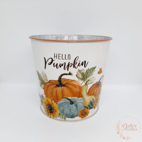 Tök mintás bádog kaspó - kerek