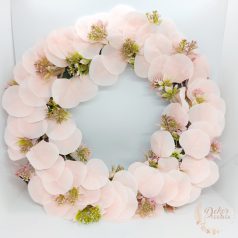 Leveles műzöld koszorú alap - 40 cm - rózsaszín