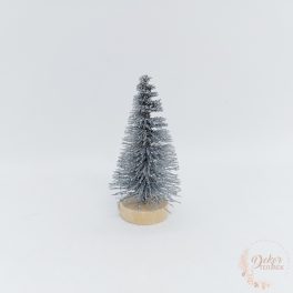 Dekor fenyőfa - csillámos ezüst - 6 cm