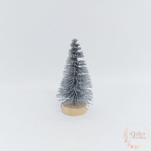 Dekor fenyőfa - csillámos ezüst - 6 cm