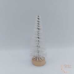 Dekor fenyőfa - csillámos fehér - 6 cm