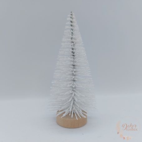 Dekor fenyőfa - csillámos fehér - 10 cm