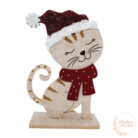 Filc cica mikulás sapkában