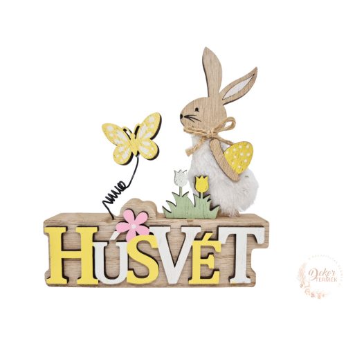 Húsvét feliratos nyuszis fa dísz