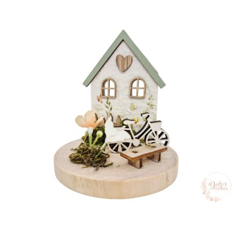 Házikó biciklivel fa dísz