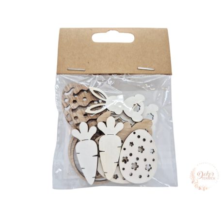 Fa nyuszi-tojás csomag - natúr-fehér