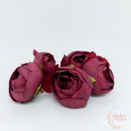 Boglárka selyem virágfej - 4,5 cm - bordó