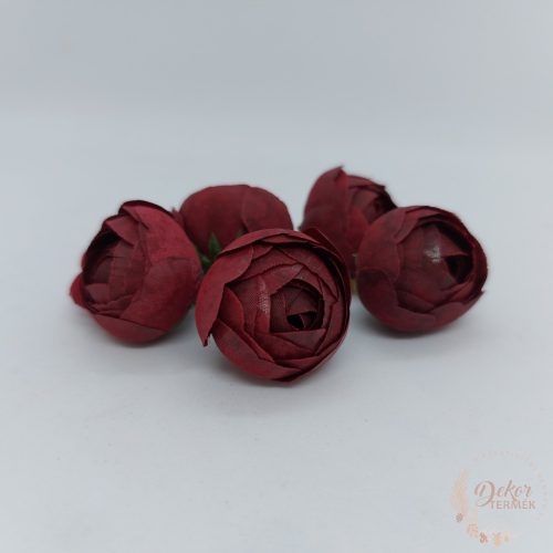 Boglárka selyem virágfej - 3 cm - bordó