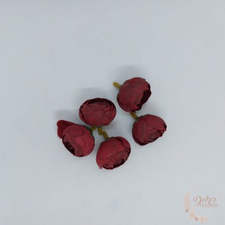 Boglárka selyem virágfej - 3 cm - bordó