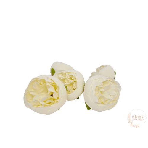Peony virágfej - 5 cm - tört fehér