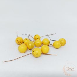 Színes drótos bogyó - 1,5 cm - antik sárga
