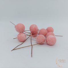 Glitteres drótos bogyó - 1,5 cm - hamvas piros