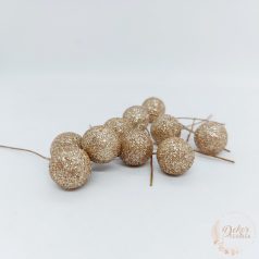 Glitteres drótos bogyó - 1,5 cm - pezsgő