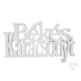 Békés karácsonyt felirat - 14 cm - fehér