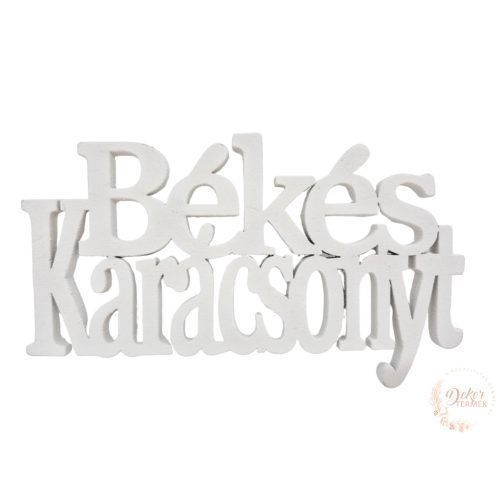 Békés karácsonyt felirat - 14 cm - fehér