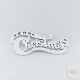 Merry Christmas felirat íves fehér - 10 cm