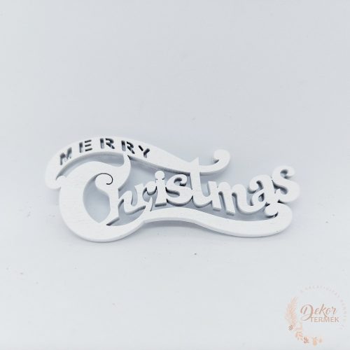 Merry Christmas felirat íves fehér - 10 cm