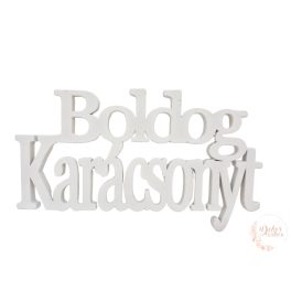 Boldog karácsonyt felirat - 14 cm - fehér