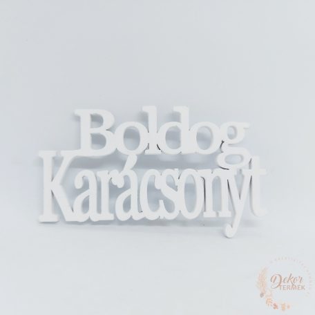 Boldog karácsonyt felirat - 14 cm - fehér