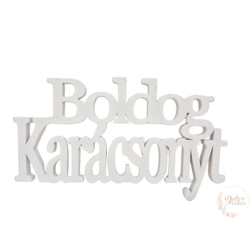 Boldog karácsonyt felirat - 14 cm - fehér