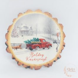 Boldog karácsonyt - kutyás farönk tábla