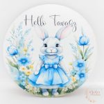 Hello tavasz fa tábla - ruhás nyuszi
