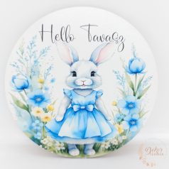Hello tavasz fa tábla - ruhás nyuszi
