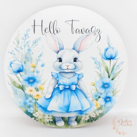 Hello tavasz fa tábla - ruhás nyuszi