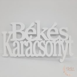 Békés karácsonyt felirat - 21 cm - fehér