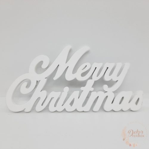 Merry Christmas felirat - 15 cm - fehér