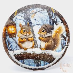 Koszorú közép - mókusok hóesésben