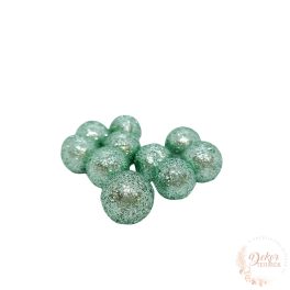 Glitteres golyó - menta - 2 cm