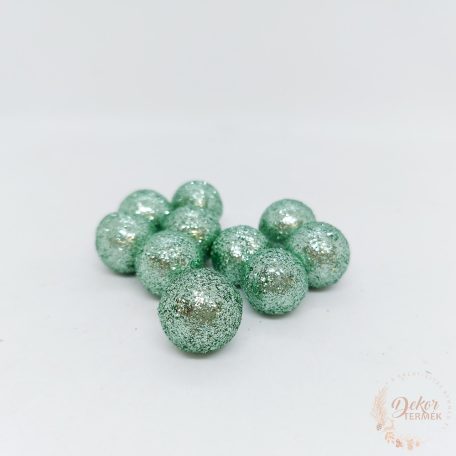 Glitteres golyó - menta - 2 cm