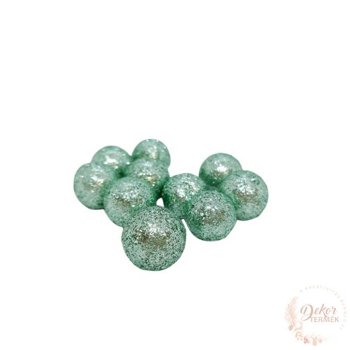 Glitteres golyó - menta - 2 cm