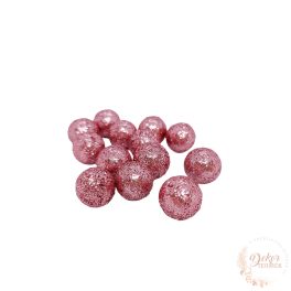Glitteres golyó - világos rózsaszín - 1,5 cm