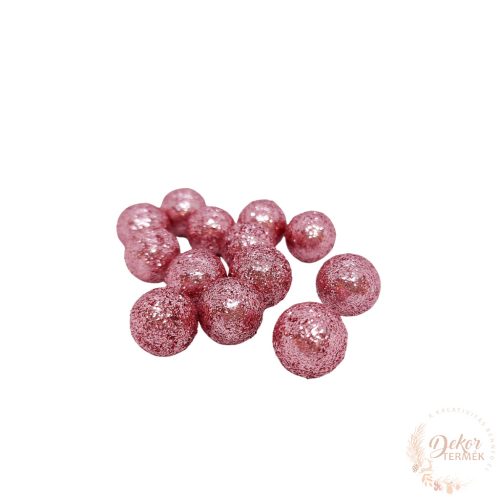Glitteres golyó - világos rózsaszín - 1,5 cm