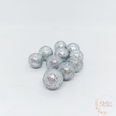 Glitteres golyó - ezüst - 2 cm