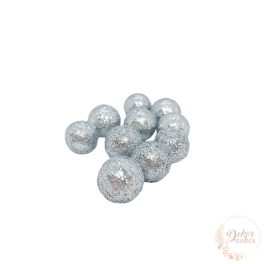 Glitteres golyó - ezüst - 2 cm