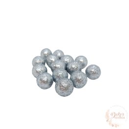 Glitteres golyó - ezüst - 1,5 cm