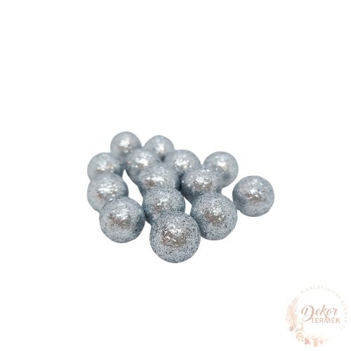 Glitteres golyó - ezüst - 1,5 cm