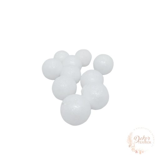 Glitteres golyó - fehér - 2 cm