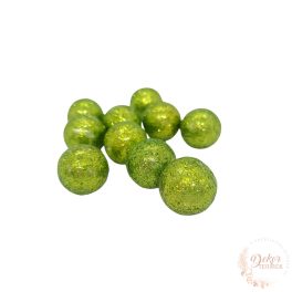 Glitteres golyó - világoszöld - 2 cm