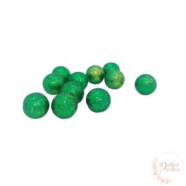 Glitteres golyó - sötétzöld - 2 cm